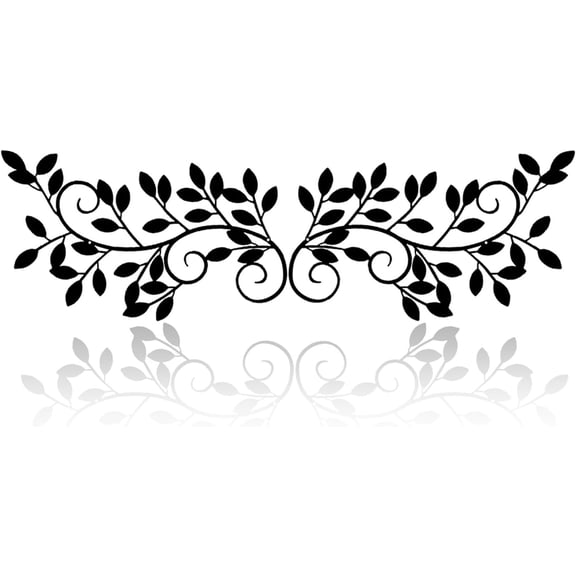 2 Pieces Metal Tree Leaf Wall Decor Vine Olive Branch Leaf Wall Art Wrought Iron Scroll Sculptures for Above the Bed, Living Room, Bathroom, Hallway, Office, Outdoor Decoration (Black)