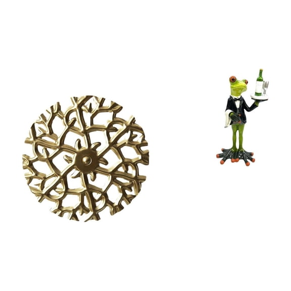 2 Pieces Metal Wall Decor Frog Statue Resin Tabletop Ornament for Lounge Office Entryway Dining Room