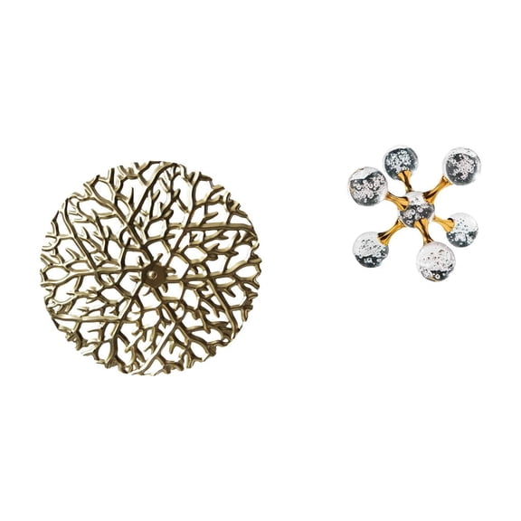 2 Pieces Metal Wall Decor Hanging Sculpture Bubble Sphere Glass Material for Home Office Living Room Ornament