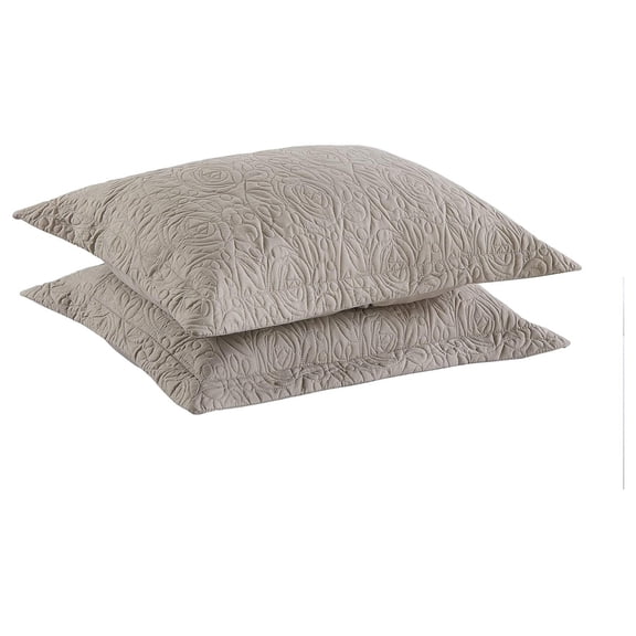 2 Pieces Microfiber Quilted Pillow Shams Soft Pillow Covers with Envelope Closure King Size(Taupe)