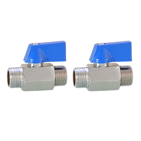 2 Pieces Mini Ball Valves, Brass Ball Valve, Shut-Off Switch With Blue Handle