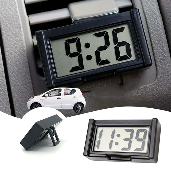 2 Pieces Mini Digital Clock Small Digital Clock Stick on Battery Operated Self Adhesive Bracket for Car Dashboard Fridge