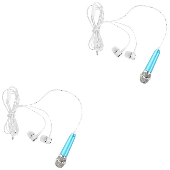 2 Pieces Mini Karaoke Machine for Kids Mics Small Microphone Child Blue