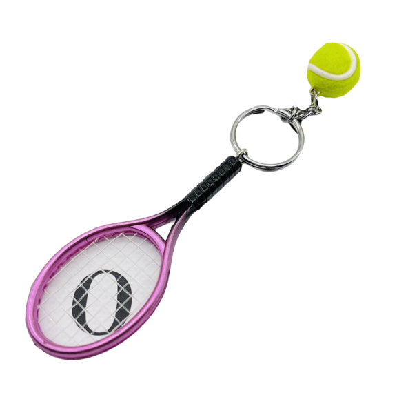 2 Pieces Mini Tennis Racket Keychain Key Ring, Fashionable Alloy Tennis Ball Split Ring Keychain for Sport Lovers Team