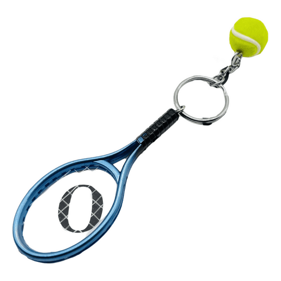 2 Pieces Mini Tennis Racket Keychain Key Ring, Fashionable Alloy Tennis Ball Split Ring Keychain for Sport Lovers Team