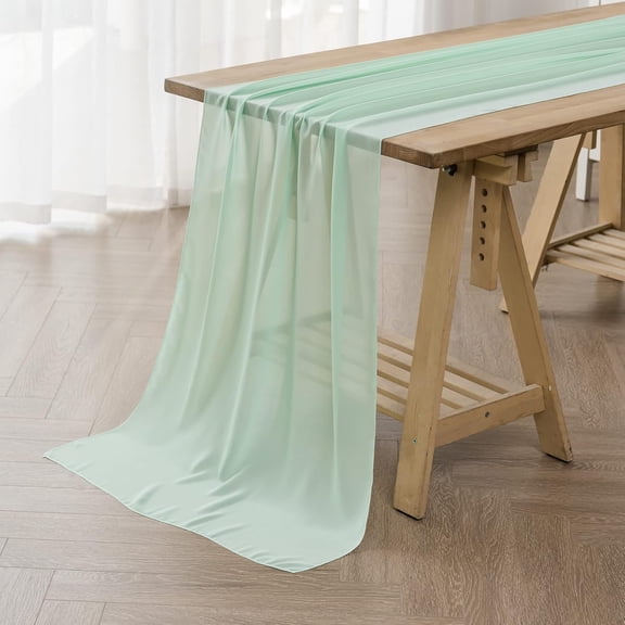 2 Pieces Mint Chiffon Table Runner 12x118 Inches for Wedding Reception Rustic Birthday Party Decorations