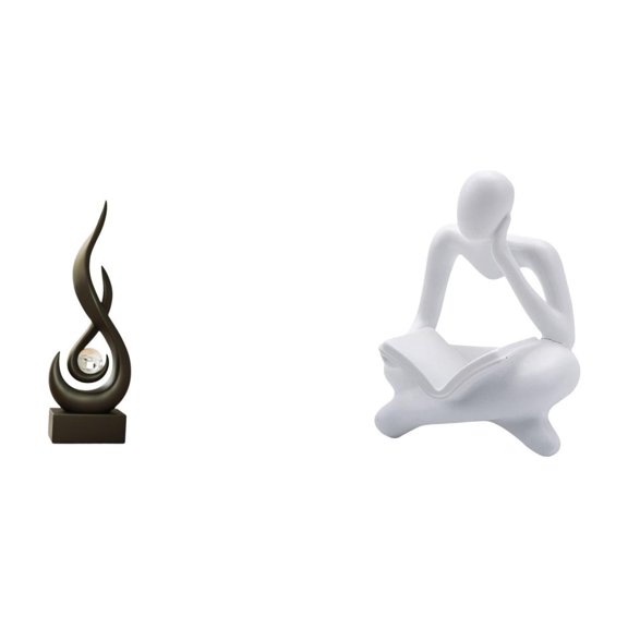 2 Pieces Modern Art Statue Flame Ornament Resin Craft for Tabletop Bedroom Shelf Home Decor Display