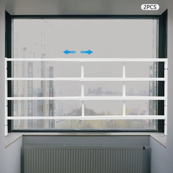 2 Pieces Modern Style Window Safety Guards, Width Adjustable Window Safety Guard, Rectangular Safety Window Guards
