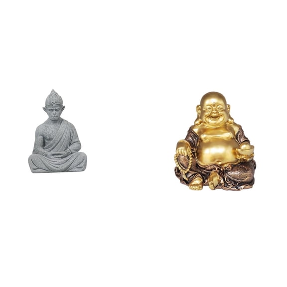 2 Pieces Monkey Statue Buddha Figure Sandstone Material Indoor Outdoor Meditation Decor for Home Hotel Patio