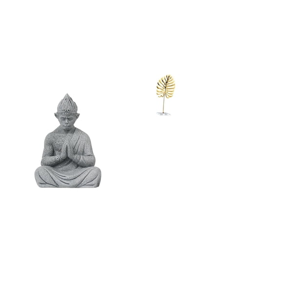 2 Pieces Monkey Statue Buddha Sculpture Metal Leaf Design Creative Ornament for Home Garden Hotel Living Room Bar Decor