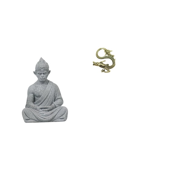 2 Pieces Monkey Statue Buddhist Sculpture Brass Miniature Figurine Artistic Home Office Decor