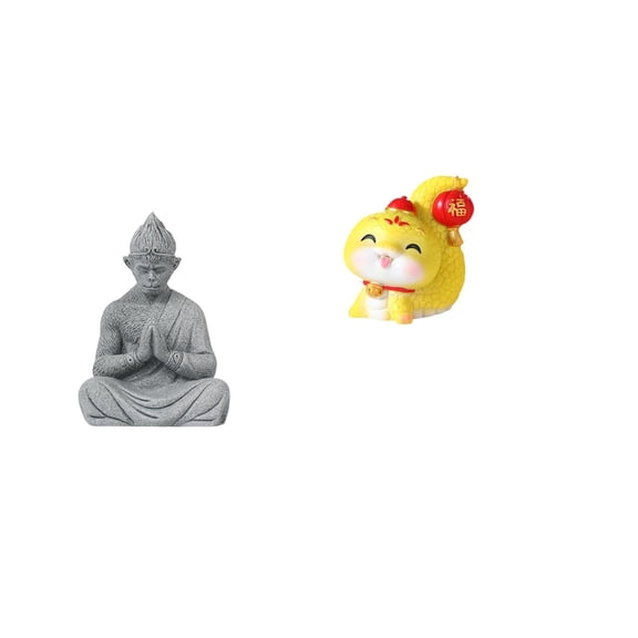 2 Pieces Monkey Statue Cartoon Snake Figurine Resin Material Suitable for Home Garden Office Decor