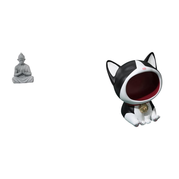 2 Pieces Monkey Statue Cat Figurine Key Bowl Resin Material Home Living Room Desk Table Decor