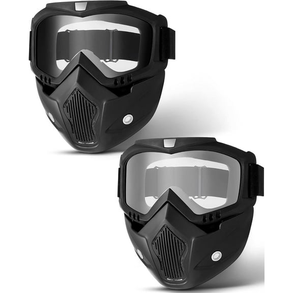 2 Pieces Motorcycle Goggles Helmet Riding Goggles Glasses With Face Cover (Gray, Transparent)