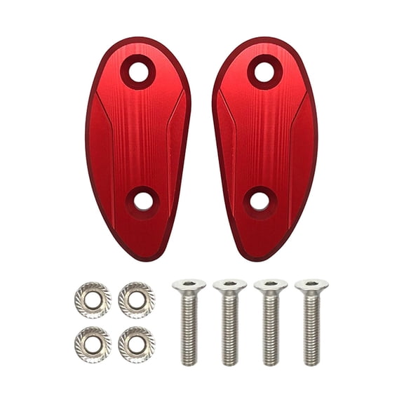 2 Pieces Motorcycle Mirror Block Off Plates Replacement with Threaded Rod and Nut Exterior Accessories for CBR1000rr red
