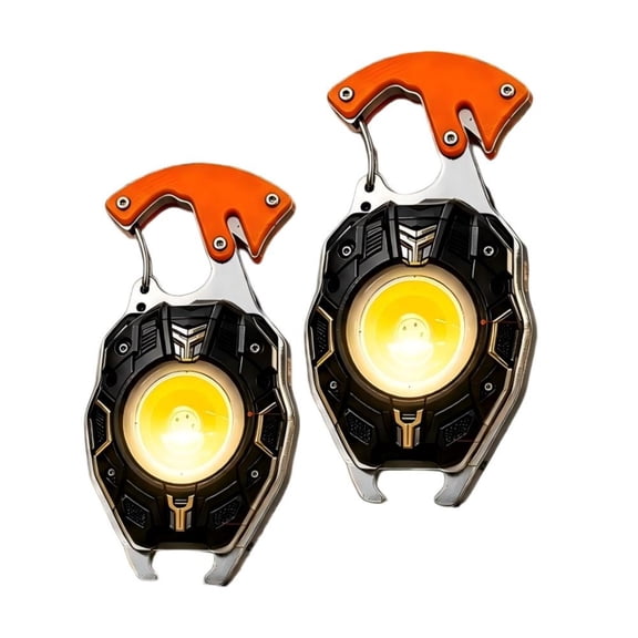 2 Pieces Multi-Function Portable LED Light Type-C Rechargeable Magnetic Base Spring Clip Key chain Tool Light