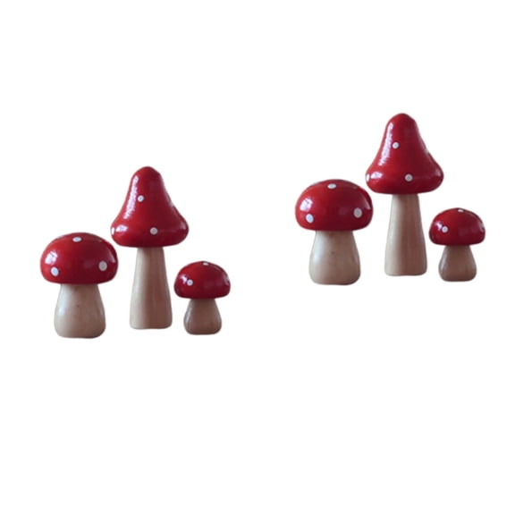 2 Pieces Artificial Mushroom Figurines Outdoor Garden Decor Moss Home Office Decoration Red