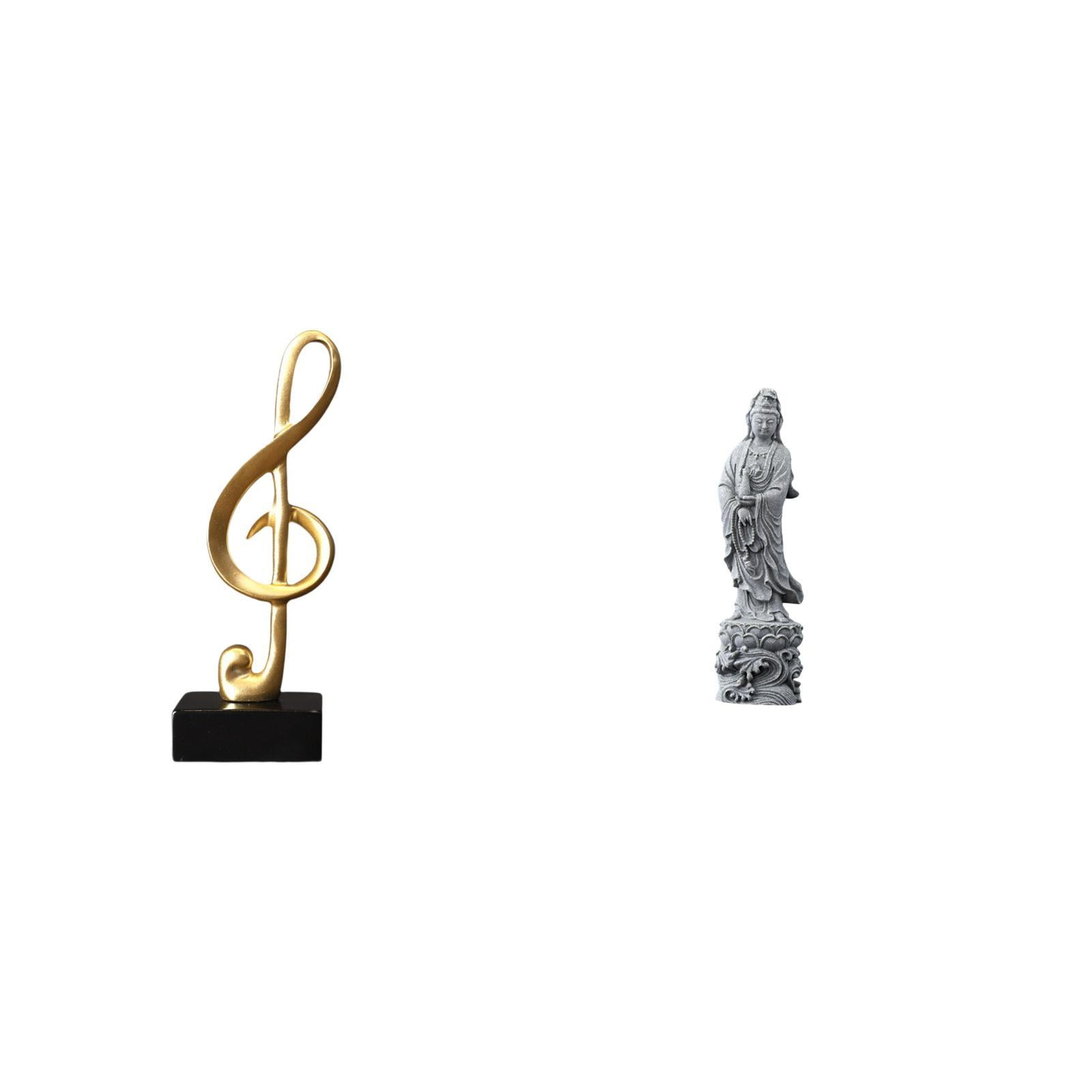 2 Pieces Music Note Sculpture Guan Yin Statue Desktop Figurine Resin ...