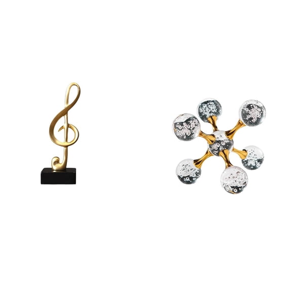 2 Pieces Music Note Sculpture Sphere Figurine Eco Friendly Resin for Office Living Room Shelf Gifts