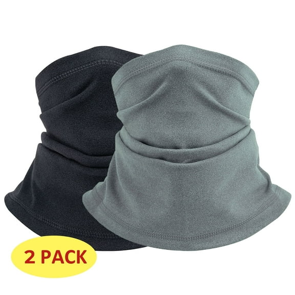 2 Pack Winter Neck Warmer Fleece Gaitor Ski Mask Men Snow Face Mask for Women Black Gray