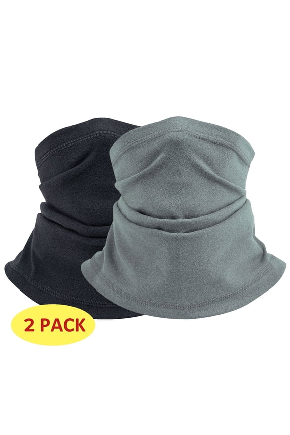 2 Pack Winter Neck Warmer Fleece Gaitor Ski Mask Men Snow Face Mask for Women Black Gray