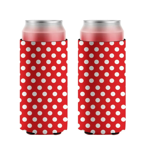 2 Pieces Neoprene Beer Can Cooler Insulated Collapsible Beer Sleeve Red Wave Point Soda Beer Can Covers for Birthday Party Wedding