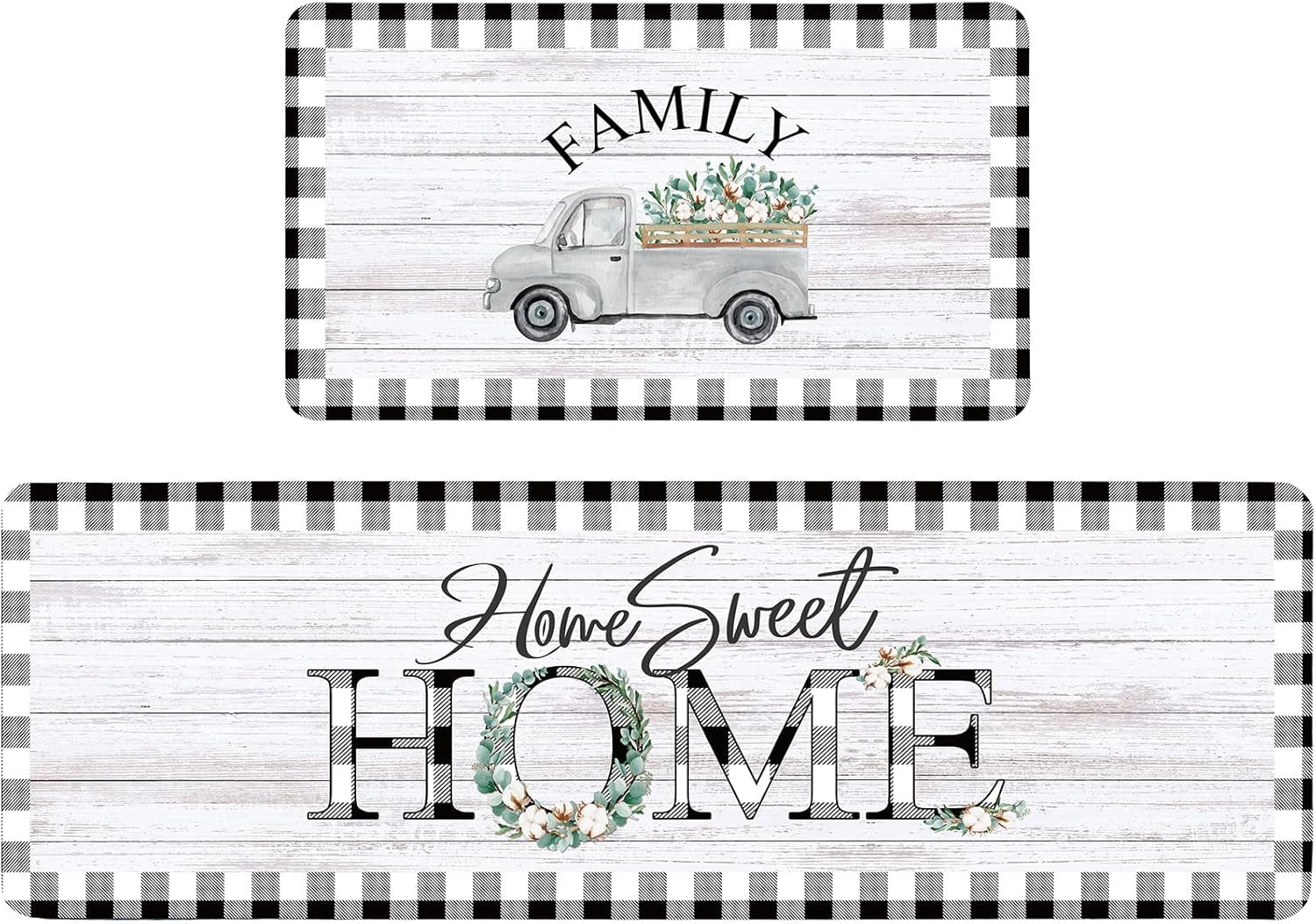 2 Pieces Non Slip Kitchen Mat for Floor Farmhouse Kitchen Rugs and Mats