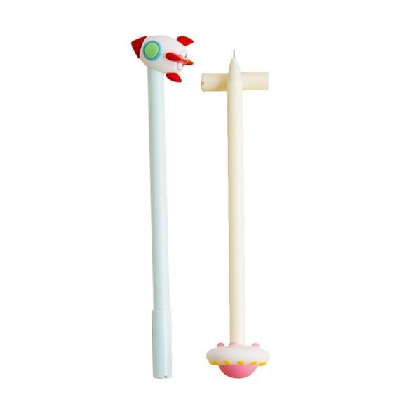 2 PCS/Pack Cartoon Spacecraft Black Gel Pen Decompression Pen Gift for Students