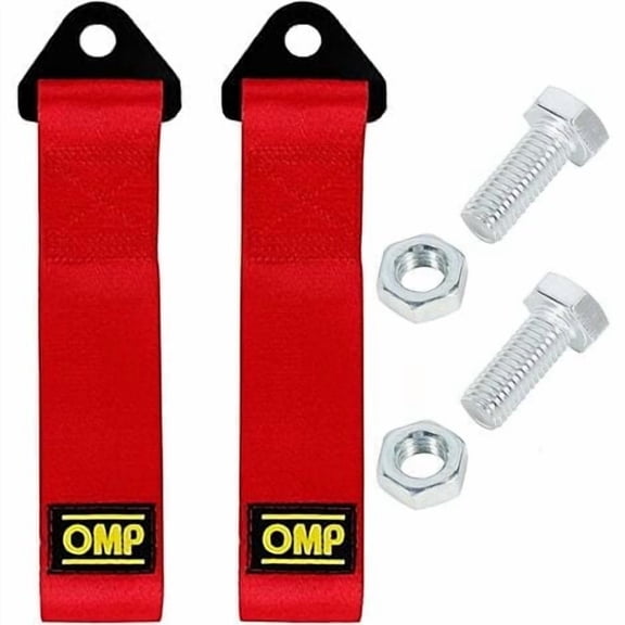 2 Pieces Nylon Tow Ropes, Racing Car Tow Strap, Sport Tow Strap, for Vehicle Front Rear Bumper (Red)