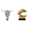 thumbnail image 1 of 2 Pieces Ocean Wave Sculpture Skull Wall Sculpture Resin Cow Head Wall Decor Creative Pattern for Home Bedroom Office, 1 of 8