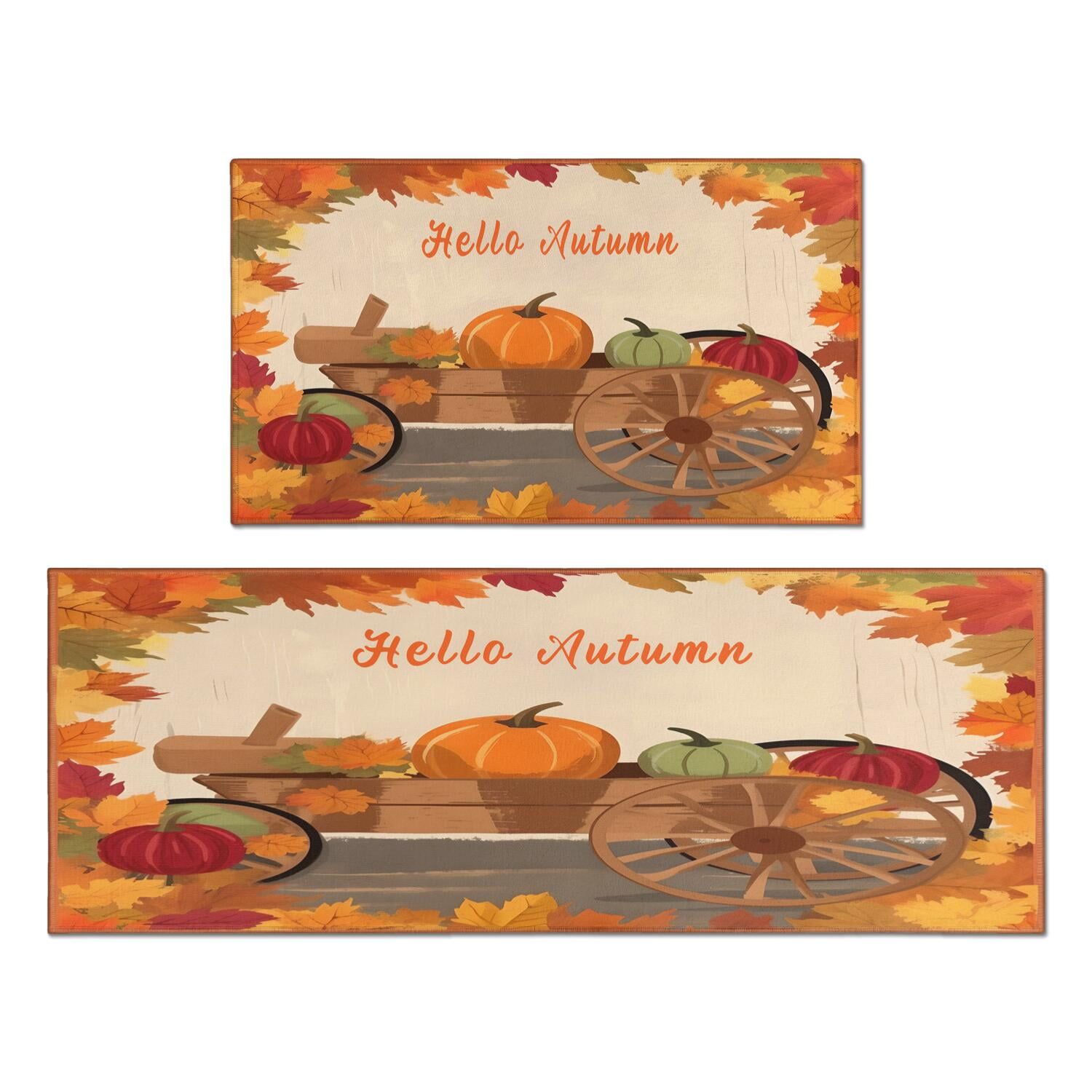 2 Pieces Of Kitchen Rugs and Mats Non Skid Washable Fall (110) Kitchen