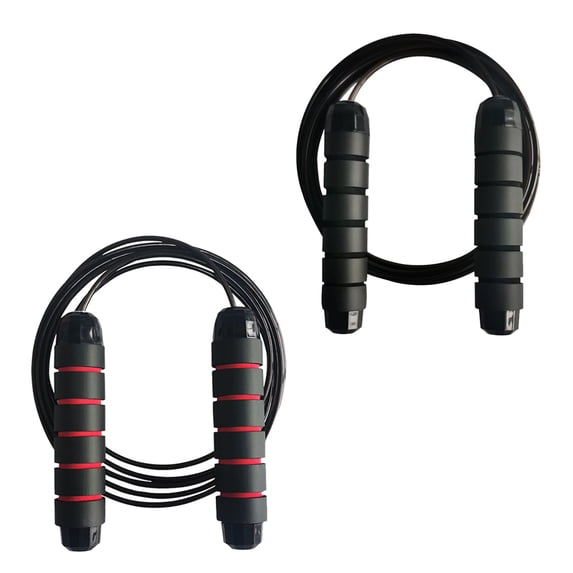 2 Pieces Of Wear-Resistant Rubber Coated Steel Wire Rope Load Bearing Double Bearing Rope Skipping - Black+red
