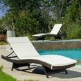thumbnail image 1 of 2 Pieces Outdoor Chaise Lounge Cushion  (Without Chaise Lounge) ,Lounge Chair Cushion with Water-Resistant Fabric and Side Ties, Patio Cushions for Backyard, Deck, Poolside and Beach,White, 1 of 6