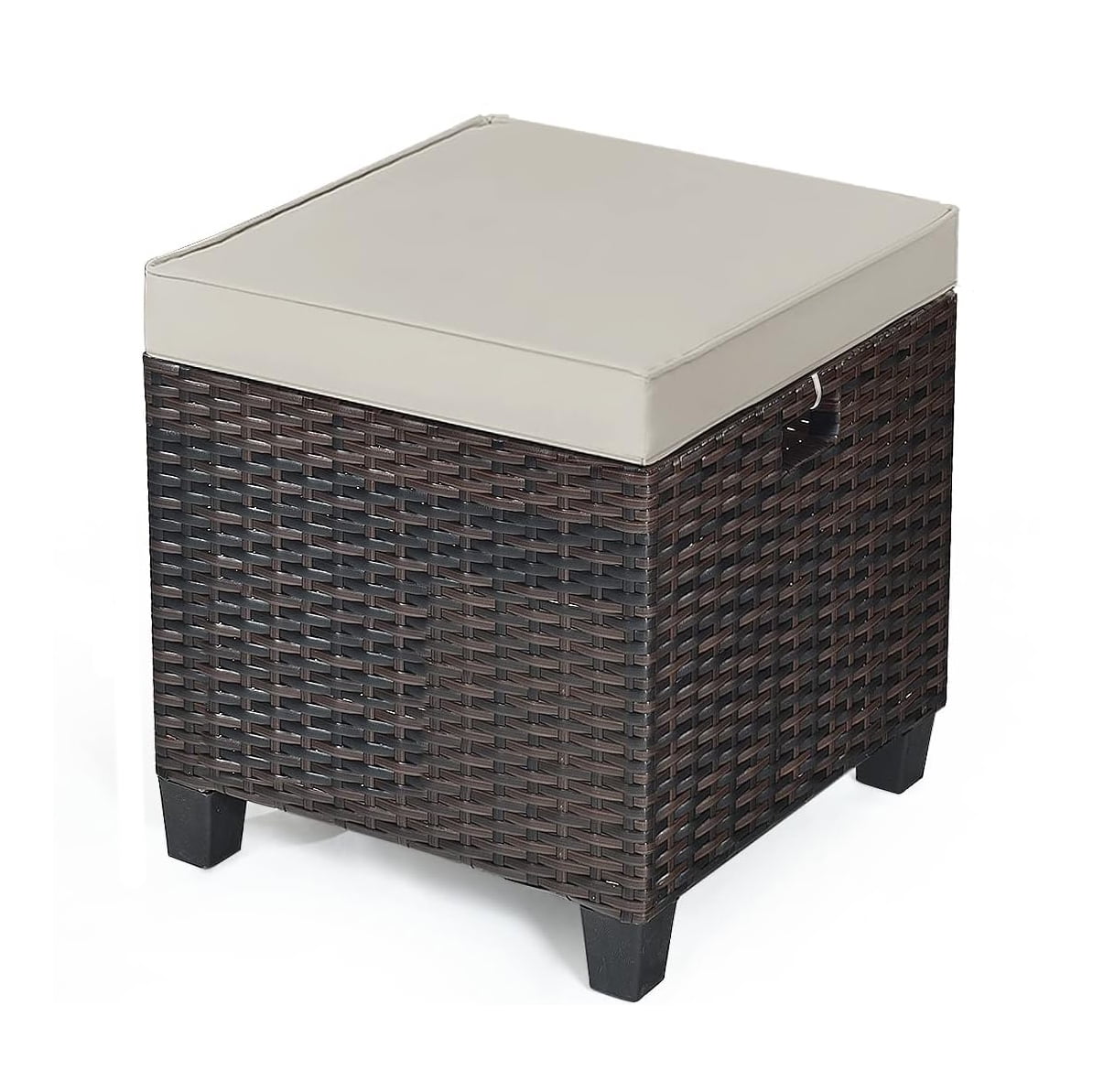 2 Pieces Outdoor Ottoman Set, Outdoor Rattan Wicker, Versatile Ottoman ...