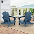 thumbnail image 1 of 2 Pieces Outdoor Patio Plastic Folding Adirondack Chair Set, Navy Blue, 1 of 10