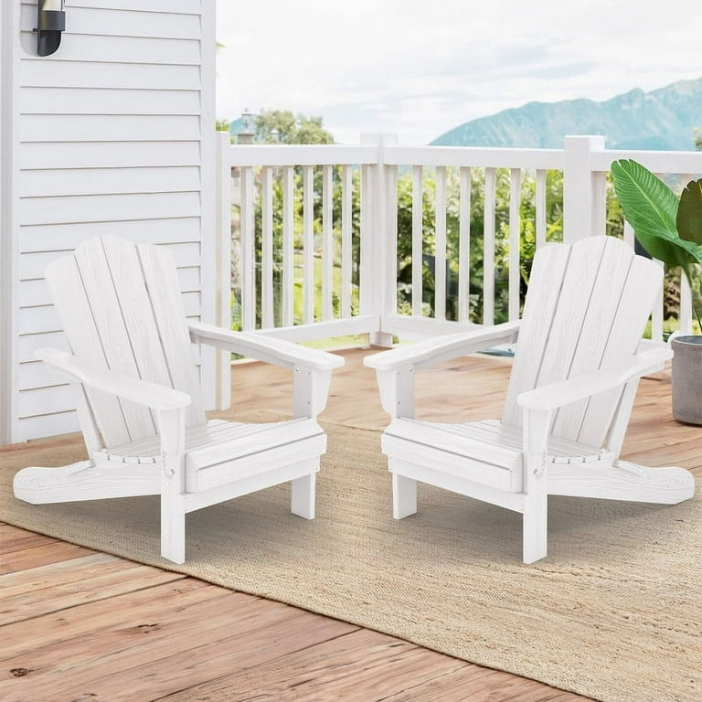 Walmart 2 Piece White Adirondack Chairs Set Hard Plastic Foldable Weather Resistant Walmart