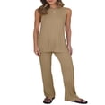 thumbnail image 1 of 2 Pieces Outfits Sleeveless Knit Top & Pants Sets Lounge Long Pajamas Set, 1 of 5