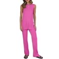 thumbnail image 1 of 2 Pieces Outfits Sleeveless Knit Top & Pants Sets Lounge Long Pajamas Set, 1 of 5