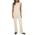 thumbnail image 1 of 2 Pieces Outfits Sleeveless Knit Top & Pants Sets Lounge Long Pajamas Set, 1 of 5