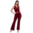 thumbnail image 1 of 2 Pieces Outfits for Women Sleeveless Blazer Vest Wide Leg Pant Suit Sets, 1 of 5