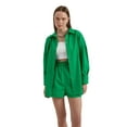thumbnail image 1 of 2 Pieces: Oversized Shirt & High Waist Ruched Waistband Shorts, 1 of 6