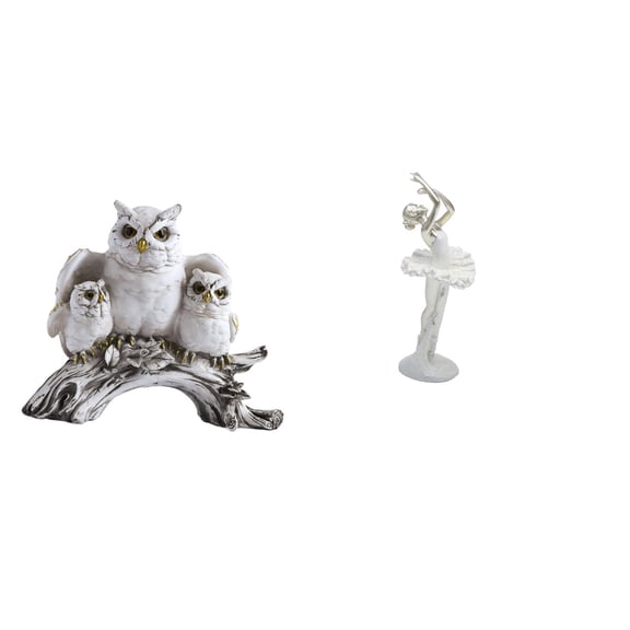 2 Pieces Owl Figurine Dancing Girl Statue Tabletop Ornament Resin Craft for Living Room Bedroom Office Decoration