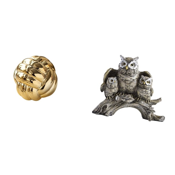 2 Pieces Owl Figurines Yarn Ball Statue Ceramic Sculpture Modern Resin Decor for Home Office Countertop Entryway