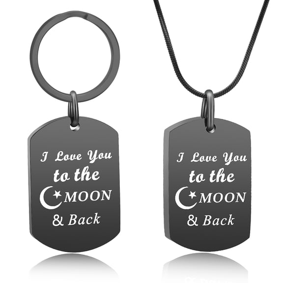 2 Pieces Pack Cremation Jewelry Square Urn Keyring for Ashes for Women Men Urn Pendant Memorial Keepsake Ash Holder Keychain- I Love You to the Moon and Back