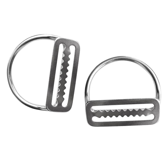 2 Pieces / Pack Durable Weight Belt Webbing Harness Keeper Stopper with Bent D for Scuba Diving Dive Outdoor Grade 316 Stainless