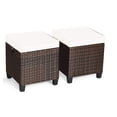 thumbnail image 1 of 2 Pieces Patio Ottoman Set, Outdoor Rattan Wicker Ottoman Seat, Furniture Footrest Seat with Detachable Cushions ffor Balcony, Garden, Backyard, Pool,Cream, 1 of 5