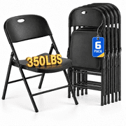Fenbeli Heavy Duty Plastic Folding Chairs, 350 lb Capacity, Steel Frame, 6-Pack
