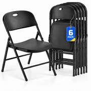 Fenbeli Heavy Duty Plastic Folding Chairs, 350 lb Capacity, Steel Frame, 6-Pack