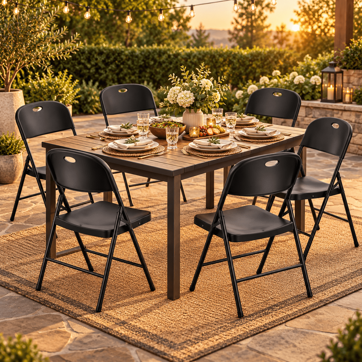 Emma + Oliver Folding Double Saucer Chair with 2 Ottomans Gray