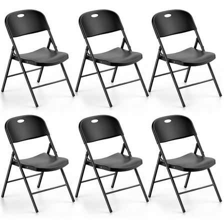 Fenbeli Folding Plastic Chair, 6-Pack, Black